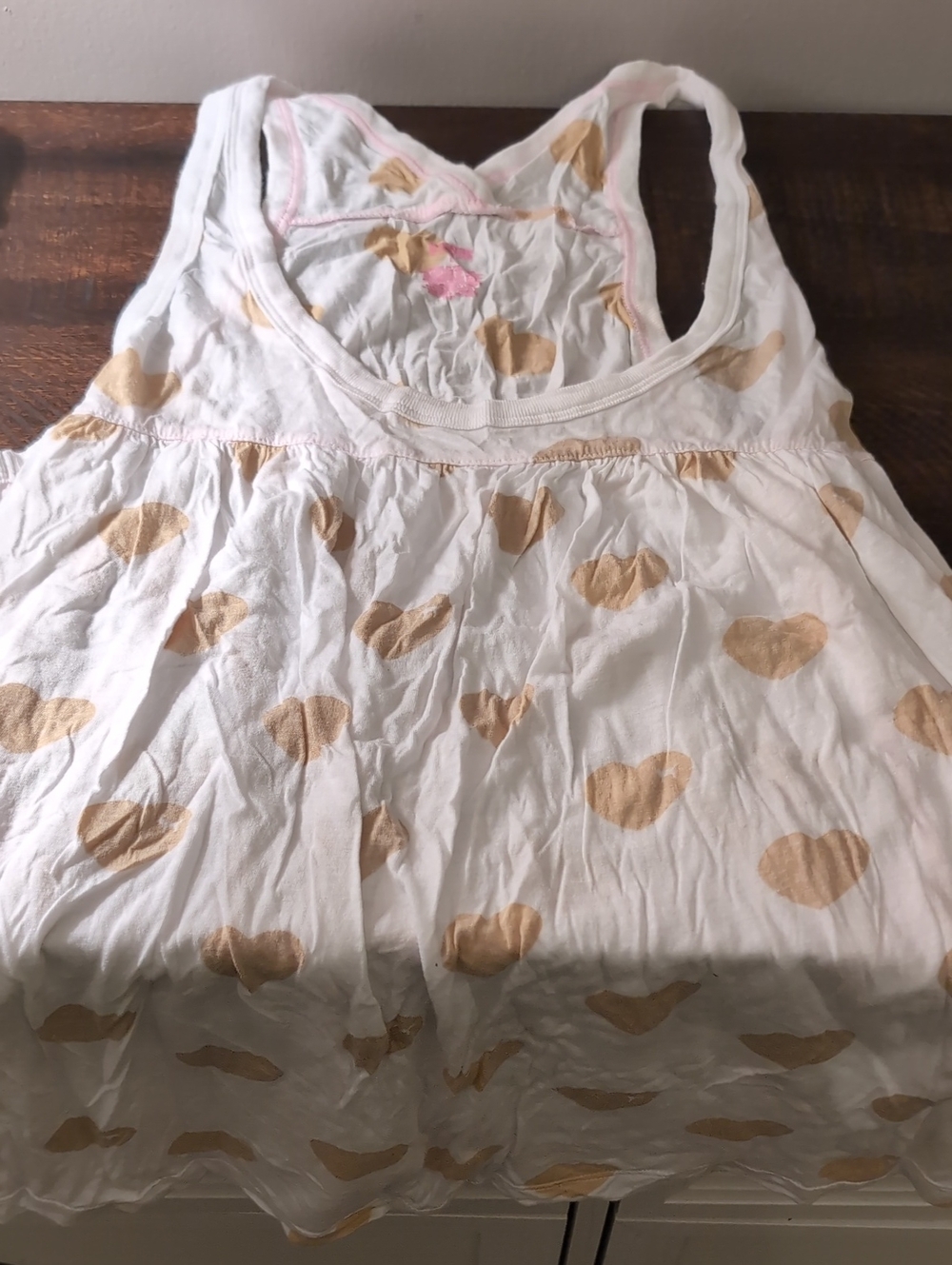 Women's White Tank with Gold Heart Print